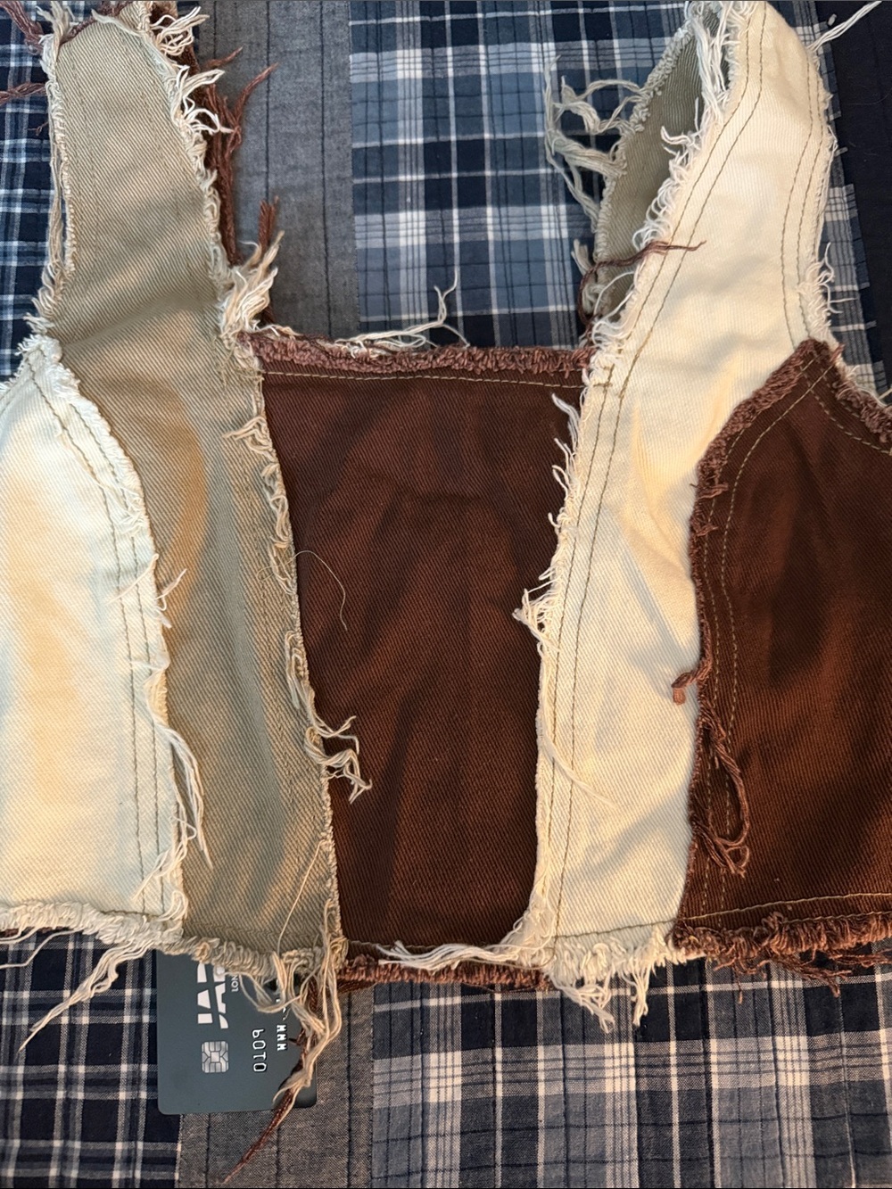 Jaded London Brown and Cream Frayed Cropped Tank